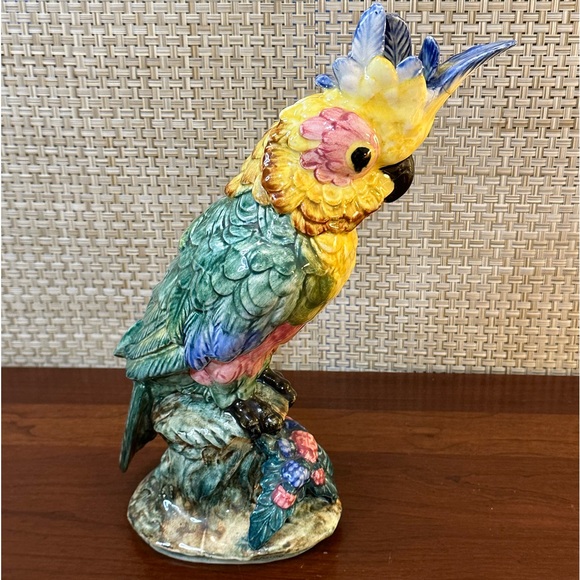 🌟3xHP🌟VTG 1950s Stangl Art Pottery Large Cockatoo Majolica Style Figurine USA - Picture 1 of 17